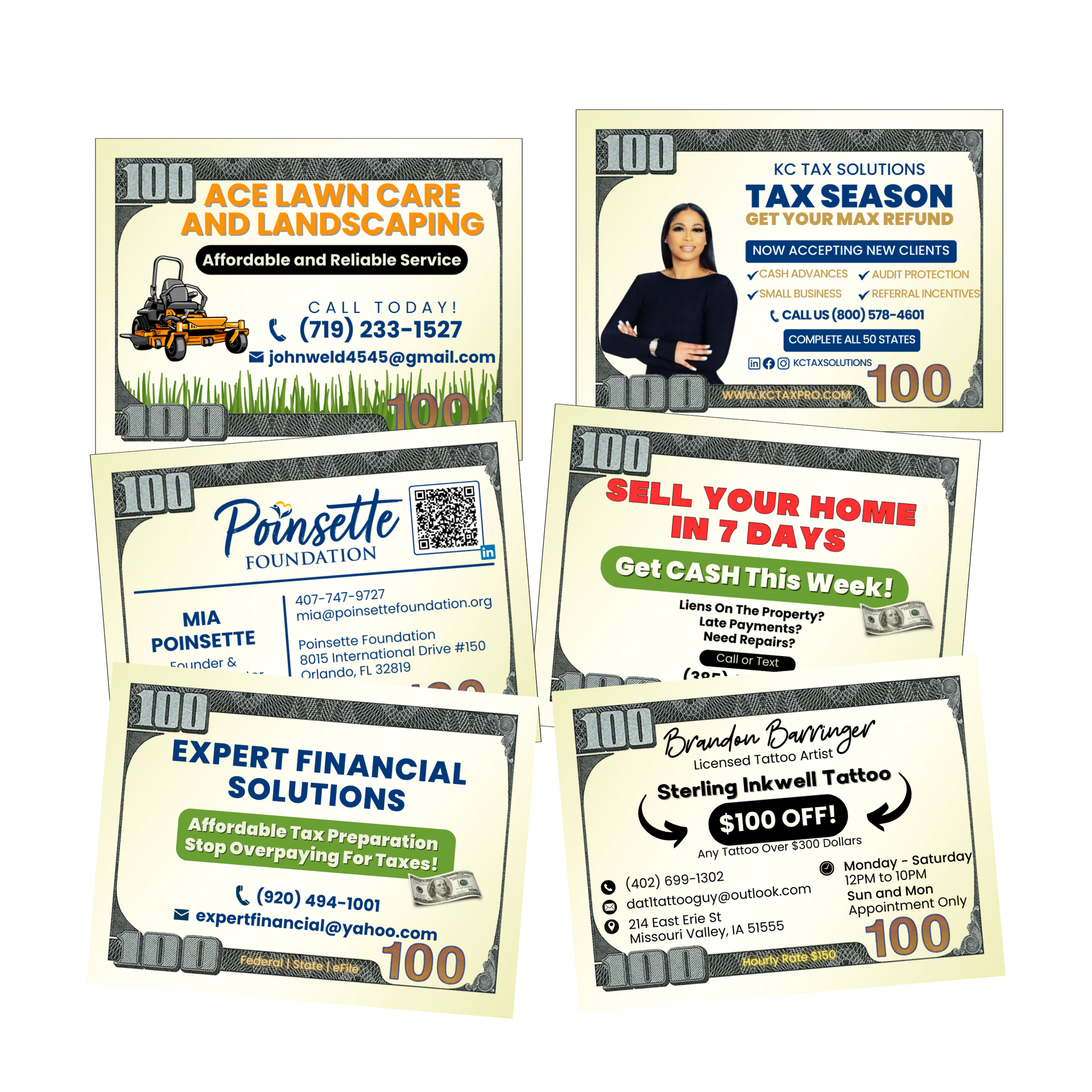 Custom $20 Drop Cards – Eye-Catching Folded Money Marketing Tool ...